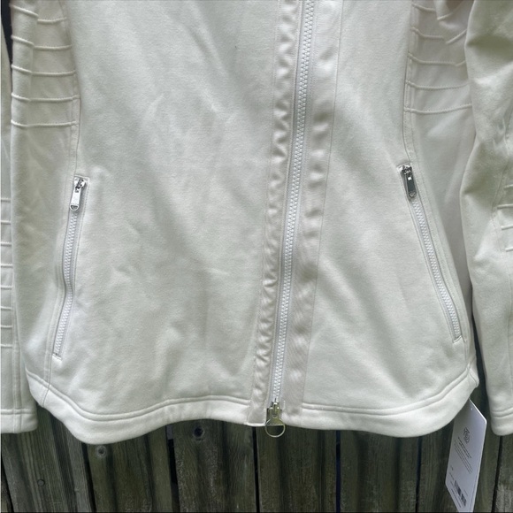 NWT Athleta Moto Jacket Women's Size Large Ivory Zip Up - Picture 5 of 14
